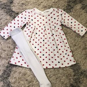 Baby girl old navy long sleeve heart dress/tights